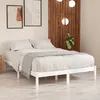 Image de vidaXL Cadre de lit Blanc Bois de pin massif 140x190 cm