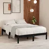 Image de vidaXL Cadre de lit Noir Bois de pin massif 140x190 cm