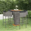 Image de vidaXL Ensemble de bar de jardin 5 pcs et coussins Résine tressée Gris 3094801