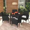 Image de vidaXL Mobilier à Dîner de Jardin et Coussins 5 pcs Ensemble de Salle à Manger de Patio Table et Chaises dExtérieur Balcon 3095010
