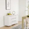 Image de vidaXL Buffet avec 3 tiroirs Blanc brillant 120x41x75 cm Aggloméré