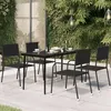 Image de vidaXL Table à dîner de jardin Noir 140 x 70 x 74 cm Acier et verre 21.48kg