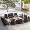 Image de vidaXL Salon de jardin 16 pcs avec coussins Résine tressée Noir 116kg