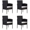 Image de vidaXL Chaises de jardin coussins blanc crème 4pcs noir résine tressée siège de jardin chaise de balcon chaise à dîner de 318707
