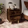 Image de vidaXL Table de chevet avec pieds en bois Chêne fumé 40x35x50 cm 813122