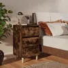 Image de vidaXL Tables de chevet et pieds en bois 2 pcs Chêne fumé 40x35x69 cm