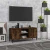 Image de vidaXL Meuble TV avec pieds en métal Chêne fumé 1035x35x50 cm 813161