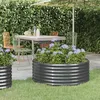 Image de vidaXL Lit Surélevé de Jardin Pot à Fleurs Boîte à Plantes Lit Surélevé Patio Terrasse Extérieur Acier Galvanisé 100x100x36 318986