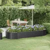 Image de vidaXL Lit Surélevé de Jardin Pot à Fleurs Boîte à Plantes Lit Surélevé Patio Terrasse Extérieur Acier Galvanisé 249x100x36 318996