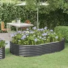 Image de vidaXL Lit Surélevé de Jardin Pot à Fleurs Boîte à Plantes Lit Surélevé Patio Terrasse Extérieur Acier Galvanisé 214x140x36 319026