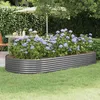 Image de vidaXL Lit Surélevé de Jardin Pot à Fleurs Boîte à Plantes Lit Surélevé Patio Terrasse Extérieur Acier Galvanisé 296x140x36 319029