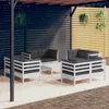 Image de vidaXL Salon de jardin 9 pcs avec coussins anthracite bois de pin 3096065