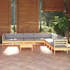 Image de vidaXL Salon de jardin 10 pcs avec coussins gris bois de pin massif 3096820