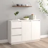 Image de vidaXL Buffet Blanc 111x34x75 cm Bois massif de pin