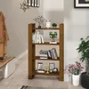 Image de Bibliothèque - Marron miel - 80x35x125 cm - Bois massif - Meuble de salon - Adulte