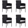 Image de vidaXL Chaises de jardin coussins blanc crème 4pcs noir résine tressée siège de jardin chaise de balcon chaise à dîner de 318727