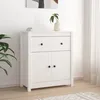 Image de Buffet Bas - Blanc - Bois Massif de Pin - 70x35x80 cm - Grand Espace de Rangement - Idéal pour Salon