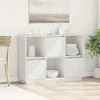 Image de Buffet Bas - Blanc - Bois Massif de Pin - 3 Portes - 1105x35x80 cm - Salon