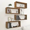 Image de vidaXL Étagères murales cube 4 pcs Chêne fumé 60x15x23 cm Bois 815925