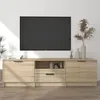 Image de vidaXL Meuble TV Chêne Sonoma 140x35x40 cm Bois d’ingénierie Support TV jusqu’à 60 Buffet avec étagères 811451