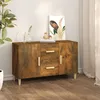 Image de Buffet - Chêne Fumé - 100x36x60 cm - 2 Portes - Bois dingénierie - Style Classique