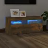 Image de vidaXL Meuble TV avec lumières LED Chêne fumé 90x35x40 cm 815675