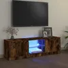 Image de vidaXL Meuble TV avec lumières LED chêne fumé 120x30x36 cm 815708