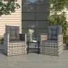 Image de vidaXL Salon de jardin avec coussins 3 pcs résine tressée gris 319193