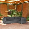Image de vidaXL Salon de jardin 4 pcs avec coussins Résine tressée Gris