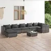 Image de vidaXL Salon de jardin 8 pcs avec coussins Résine tressée Gris 3101845