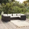 Image de vidaXL Salon de jardin 6 pcs avec coussins résine tressée noir 3101935