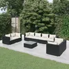 Image de vidaXL Salon de jardin 9 pcs avec coussins Résine tressée Noir 3102287