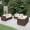Image de vidaXL Salon de jardin 6 pcs avec coussins Résine tressée Marron 3102298