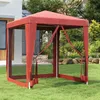 Image de vidaXL Tente de fête avec 4 parois latérales en maille Rouge 2x2m PEHD 319220