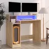 Image de vidaXL Bureau avec Lumières LED Table dOrdinateur Bureau dEcriture Table dEtude Informatique Chêne Sonoma 97x45x90 cm 805555