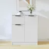 Image de Buffet Bas - Blanc - 60x30x70 cm - Bois dingénierie - 4 portes - Style Scandinave