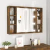 Image de vidaXL Armoire à miroir avec LED Chêne fumé 76x15x55 cm 820445