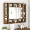 Image de vidaXL Armoire à Miroir avec LED Armoire Murale Organisateur de Maison Meuble de Rangement Salle de Bain Intérieur Chêne 820448