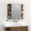 Image de vidaXL Armoire à Miroir avec LED Armoire de Rangement Miroir de Maquillage Meuble de Salle de Bain Maison Intérieur Chêne 820451