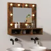 Image de vidaXL Armoire à Miroir avec LED Armoire de Rangement Miroir de Maquillage Meuble de Salle de Bain Maison Intérieur Chêne 820454