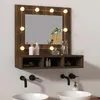 Image de vidaXL Armoire à Miroir avec LED Armoire de Rangement Miroir de Maquillage Meuble de Salle de Bain Maison Intérieur Chêne 820456