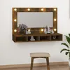 Image de vidaXL Armoire à Miroir avec LED Armoire de Rangement Miroir de Maquillage Meuble de Salle de Bain Maison Intérieur Chêne 820457