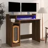 Image de vidaXL Bureau à Lumières LED Table dOrdinateur Table de Travail Meuble Informatique Meuble dEtude Chêne Marron 97x45x90 cm 820477