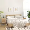 Image de vidaXL Tables de chevet 2pcs Blanc Bois de pin massif et rotin naturel 345607