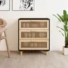 Image de vidaXL Buffet Noir 60x30x70 cm Bois de pin massif et rotin naturel 345634