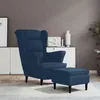 Image de vidaXL Fauteuil à Oreilles avec Tabouret Chaise de Relaxation Siège de Salon Meuble de Salle de Séjour Maison Intérieur Bleu