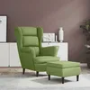 Image de vidaXL Fauteuil à oreilles avec tabouret Vert clair Velours 3115934