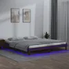 Image de vidaXL Cadre de Lit à LED Sommier à Lattes Lit Double Lit Adulte Cadre à Lattes sur Pied Meuble de Chambre à Coucher Marron 820644