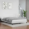 Image de vidaXL Cadre de Lit avec Tête de Lit Sommier à Lattes Lit Rembourré Cadre à Lattes Lit Double Adulte Chambre Intérieur Blanc 347502