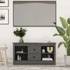 Image de vidaXL Meuble TV Gris 103x365x52 cm Bois de pin massif 814571